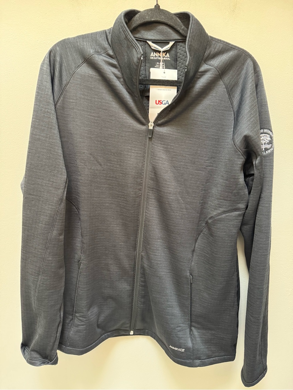 NWT! Annika Cutter & Buck Women’s Full Zip Jacket Size XL Golf Black 50+ UPF